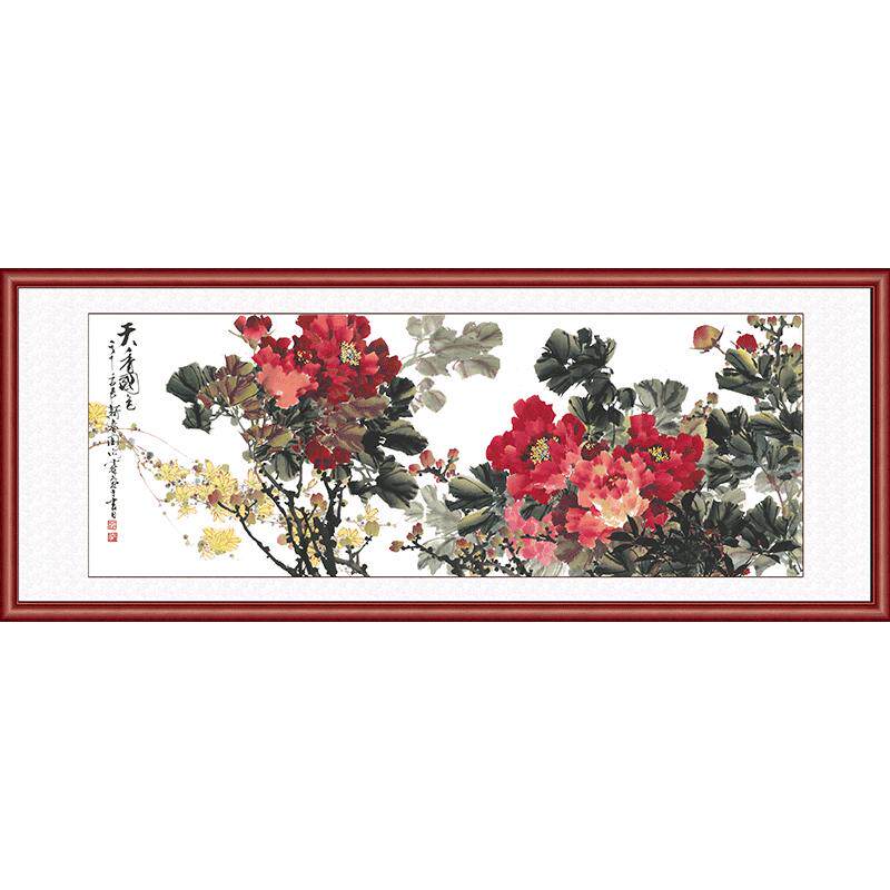 牡丹花开富贵新中式风客厅装饰画