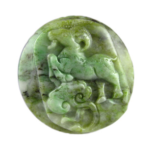 送鉴定证书独山玉羊皮带扣腰带扣男款玉石腰挂件生肖羊腰牌腰佩饰