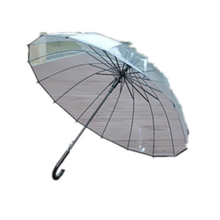 16骨透明雨伞长柄伞女日系文艺小清新创意自动男女情侣伞加厚环保
