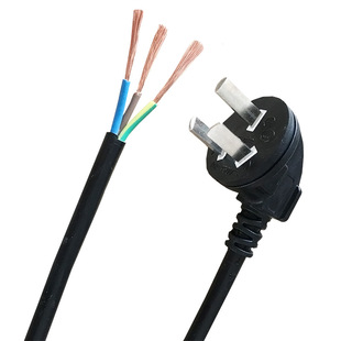 10A16a国标三插孔3芯带插头电源线大功率1/1.5/2.5/4平方单头裸尾
