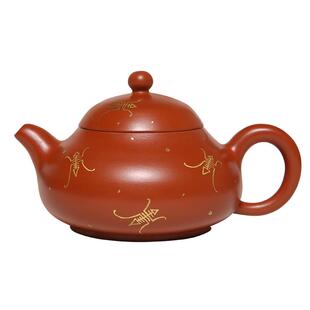 此时此刻宜兴紫砂壶茶壶描金朱泥纯手工合欢壶国工钱丽媛全手工制
