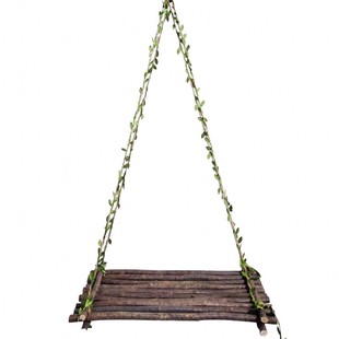 创意手工干树枝空中吊饰复古家居装饰拍摄道具摆件木制小树叶秋千