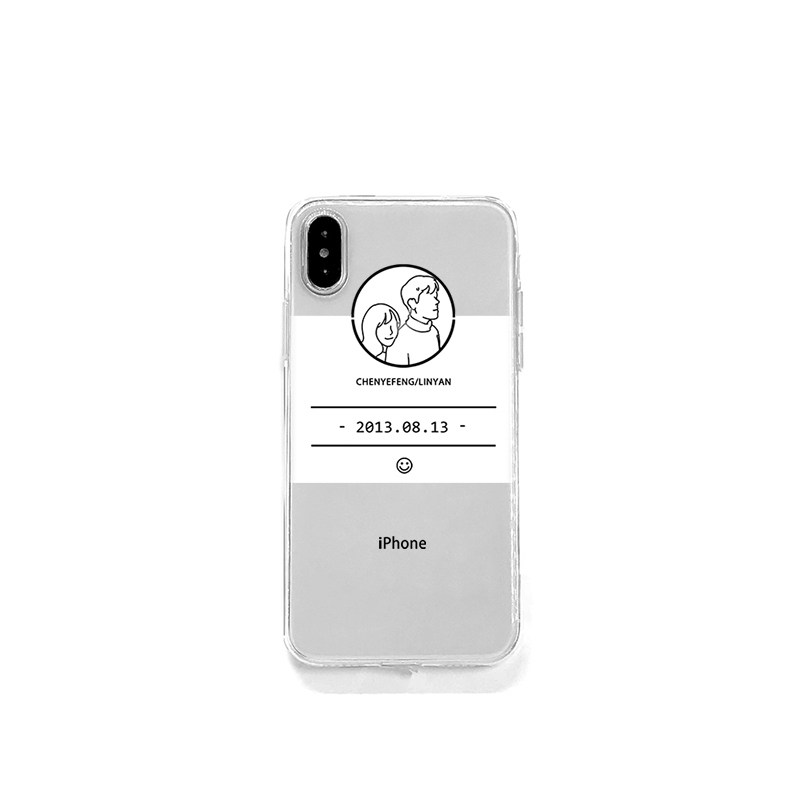 适用iphone14情侣手机壳定制任意机型秀恩爱简约线条diy来图手绘