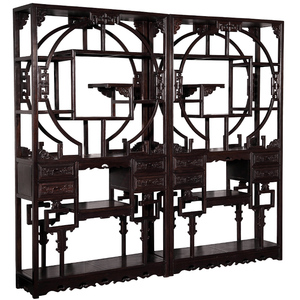 明清古典家具黑檀书架博古架组储物架中式仿古红木实木五福多宝架