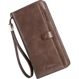 钱包男士长款拉链真皮手拿包多功能2025新款卡包牛皮手包男式皮夹