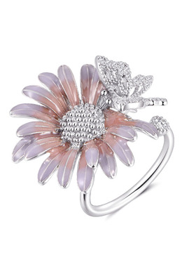 蝴蝶小雏菊女时尚个性花朵戒指