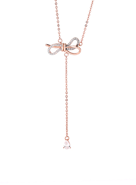 纯银流苏短款礼盒水晶锁骨链