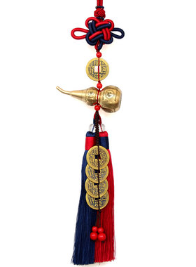 新款铜葫芦五帝钱汽车挂件