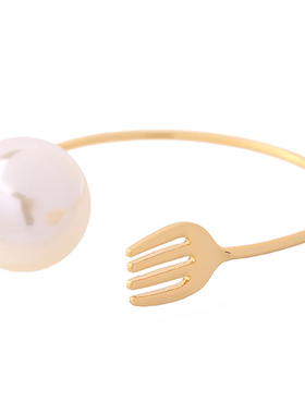时尚风18k金合成珍珠开口手环
