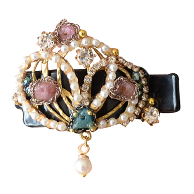 发饰手工石珍珠水晶皇冠吊坠抓子