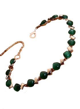 威妮华绿色猫眼石手链气质妈妈款