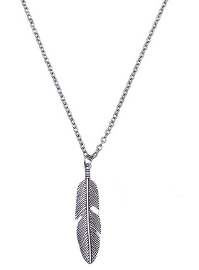 PDSTYLE自制 一片羽毛极简风潮人项链街头嘻哈个性男女百搭毛衣链