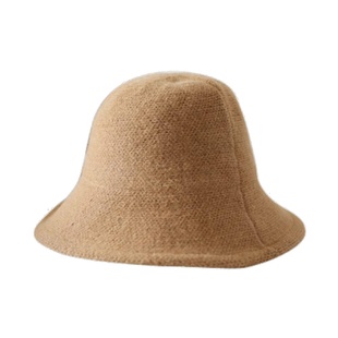 羊毛呢渔夫帽子女秋大沿韩版花盆帽秋冬毛线针织日系百搭纯色盆帽