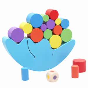 儿童早教教具月亮平衡积木制叠叠乐游戏 1-2-3岁宝宝益智力玩具