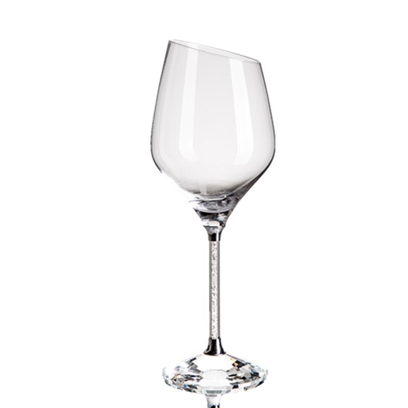 水晶玻璃斜口红酒杯居家创意葡萄酒高脚杯饮酒器皿实用1支包邮