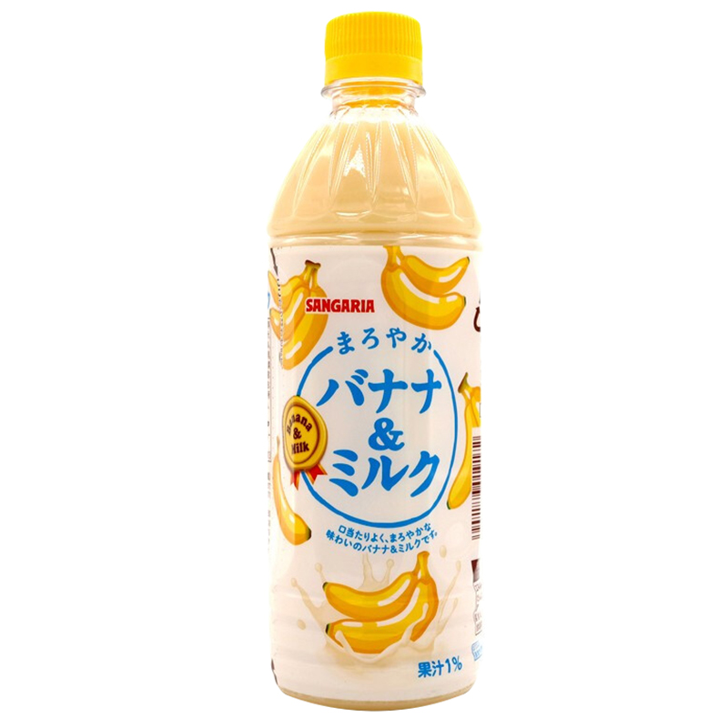 日本进口 SANGARIA三佳丽香蕉牛奶味饮料网红饮料500ml*4瓶