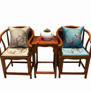 中式坐垫红木沙发椅子带靠背垫薄款太师椅实木餐椅茶馆茶室圈椅垫