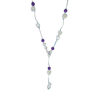 远辰天然珍珠毛衣链长款紫云母项链女挂件挂饰秋冬百搭配饰新款潮