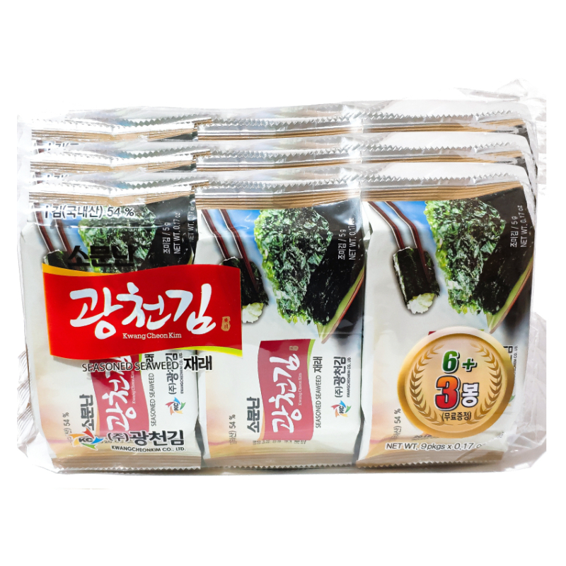 包邮整箱5g*90广川有名的海苔韩国进口即食紫菜包饭拌饭广泉9连包