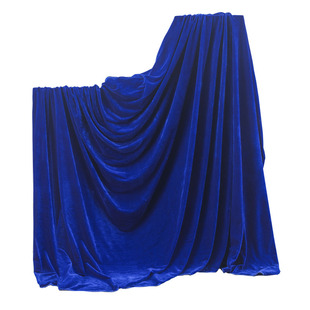 宝蓝色金丝绒布料深蓝色舞台幕布会议桌布蓝色丝绒背景布窗帘布料