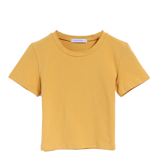 棉质性感短款露脐T恤女短袖紧身高腰韩国女装白色短装一字肩上衣