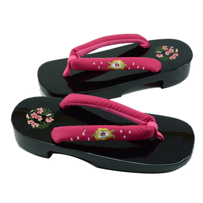 高货原单实木 橡胶底 黑漆玫红木屐 cosplay 凛凛蝶异世界 东条希