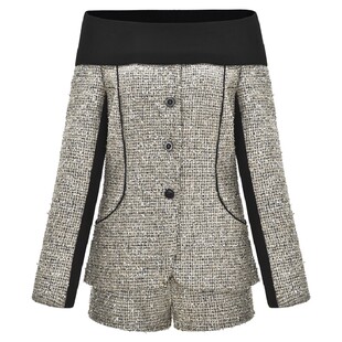 高端定制欧美大牌网红女神明星同款名媛气质一字肩西装套装OL洋气