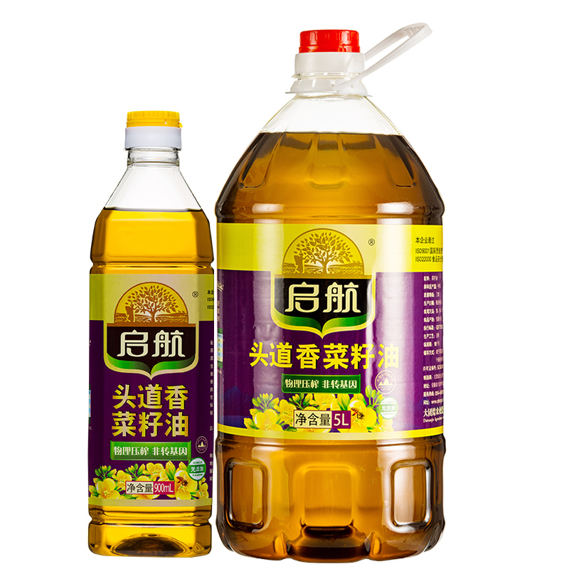 启航头道香菜籽油5.9升组合装非转基因菜油食用油正宗压榨菜籽油