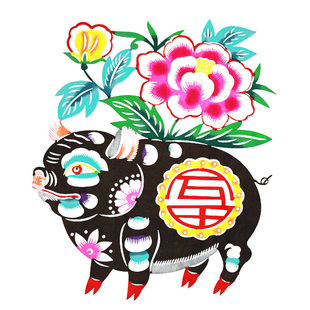 中国特色蔚县剪纸窗花贴纸彩色十二生肖装饰出国送老外中英文翻译