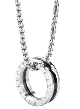 霸气黑色戒指项链男士单身配饰