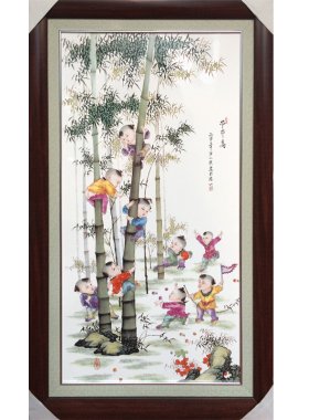 陶瓷节节高现代中式风客厅装饰画
