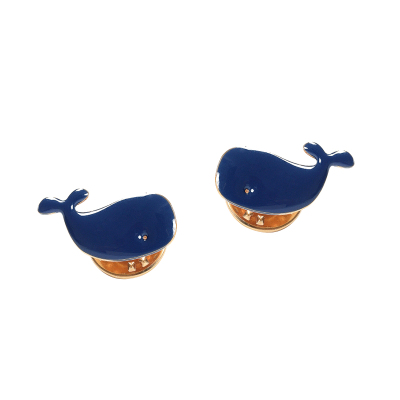 蓝色鲸鱼欧美风珐琅彩情人节耳钉
