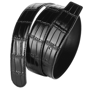 男士真皮腰带不带头史蒂芬圆头平滑扣头层牛皮无扣头鳄鱼纹皮带身