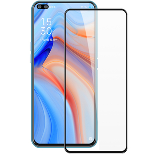 适用opporeno4钢化膜全屏全覆盖oppo reno4se手机保护贴膜全包全身防摔抗蓝光护眼防指纹无白边钻石送壳