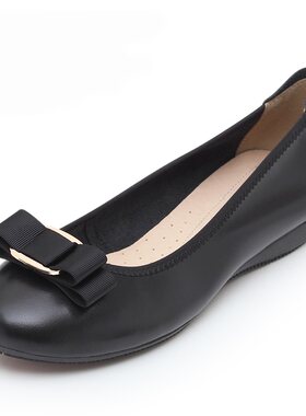 春季舒适风蝴蝶结黑色中年妈妈鞋