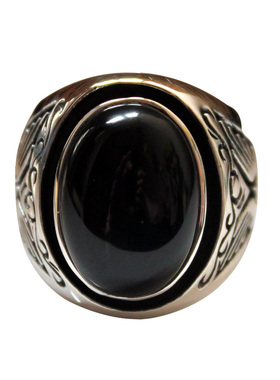 热购银饰进口925泰银黑玛瑙男士