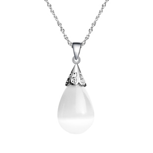 忆奴娇余生S925纯银猫眼石项链水滴吊坠时尚个性百搭颈链锁骨链