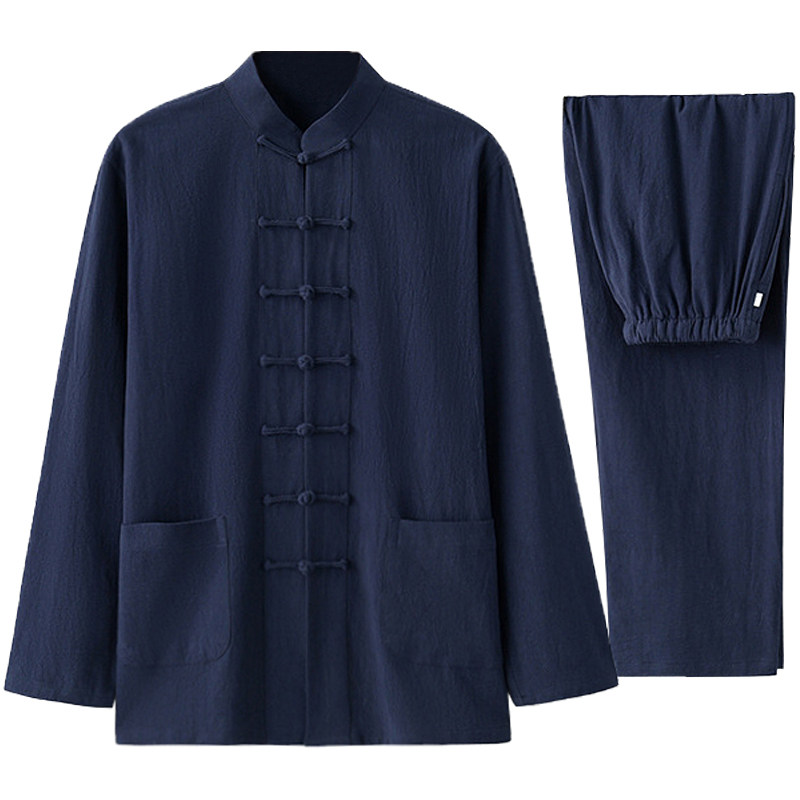 亚麻复古男装大码宽松春季居士服