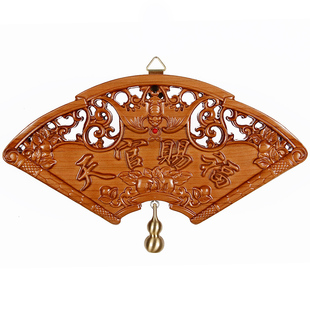 木雕真朱砂桃木天官赐福挂件门贴实木雕刻带铜葫芦门对门牌匾挂件