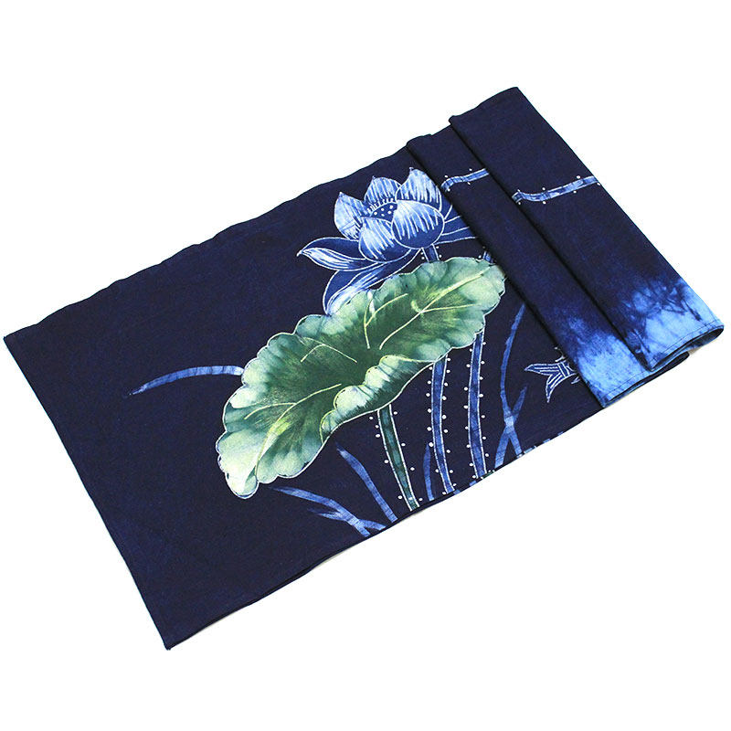 蜡染画荷花桌旗特色装饰茶席台布