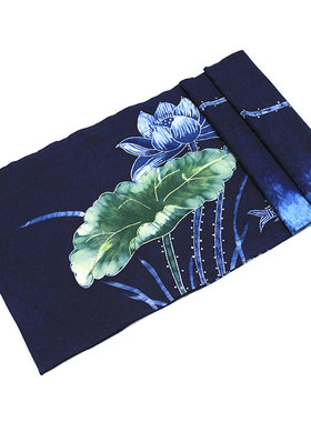 蜡染画荷花桌旗特色装饰茶席台布