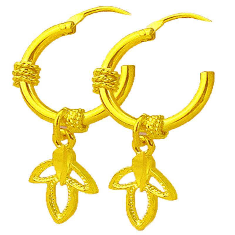 创缘镀黄金耳环女学生简约流苏小耳线镀沙金耳饰结婚耳夹妈妈礼物