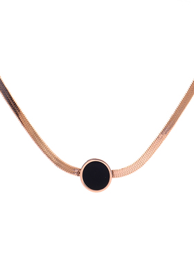 钛钢网红项链简约气质锁骨链短款颈带女玫瑰金四叶草颈链百搭饰品