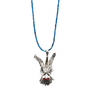 BUILDING TOP绿松石青金石石榴石红宝石纳瓦霍纯银鸽子吊坠项链