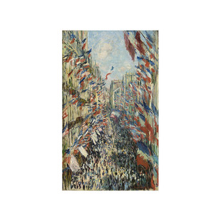莫奈圣德尼街的节日油画布画芯竖款无框喷绘客厅餐厅书房装饰画