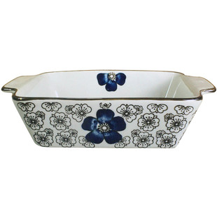 日式长方形双耳焗饭盘 陶瓷烤盘芝士烘焙烤箱创意西餐家用碗盘子