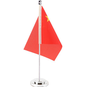 高档银色单面旗杆办公桌旗座会议室签约世界各国小国旗装饰品摆件