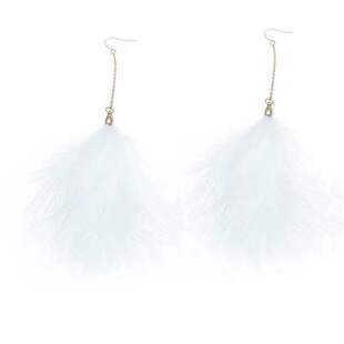 2020新款羽毛耳饰长款超仙气质耳坠无耳洞耳夹精灵女森系网红耳挂