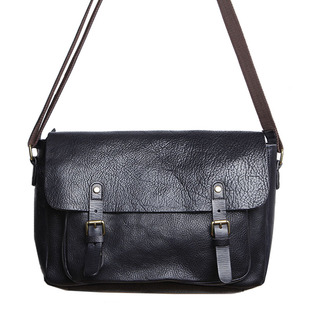 蓝皮具男士真皮斜挎包头层牛皮翻盖单肩包时尚简洁休闲包横款男包