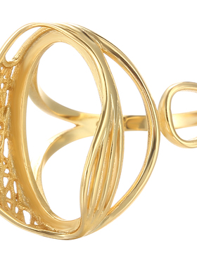 diy黄金色蜜蜡绿松石戒指空托